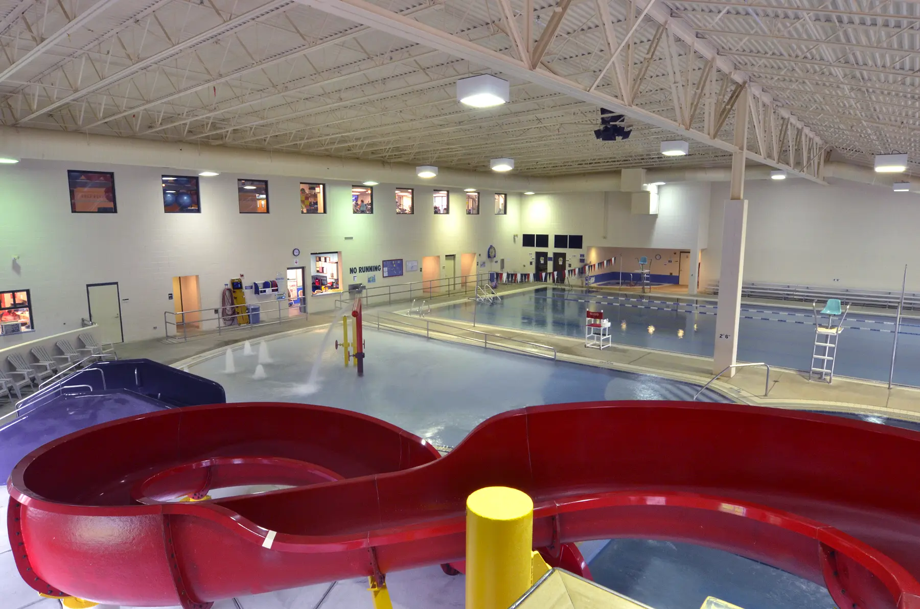 a water slide inside a building